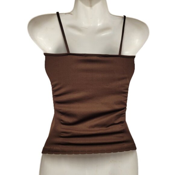 BROWN Spaghetti Strap Tank Top Spandex Fitted Camisole- One Size- NEW - Picture 2 of 6